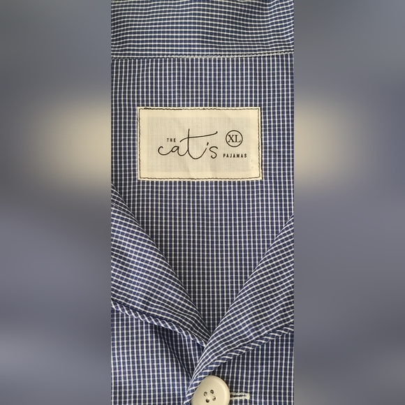 NWT The Cat's Pajamas- Men's Blue White East Side Luxe Pima Pajama Set, Sz XL - Picture 3 of 10